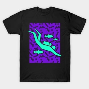 Rad 90s Scuba Diver Pattern T-Shirt